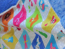 Load image into Gallery viewer, Learn and Play Handcrafted Personalized All Natural Cuddly Boldly Blue 60 Objects Baby Quilt Active