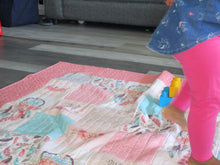 Load image into Gallery viewer, Learn and Play Handcrafted Personalized All Natural Cuddly Adorably Pink Learn & Play 60 Objects Baby Quilt