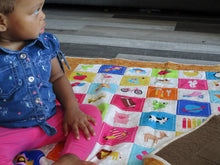 Load image into Gallery viewer, Learn and Play Handcrafted Personalized All Natural Cuddly Adorably Pink Learn & Play 60 Objects Baby Quilt
