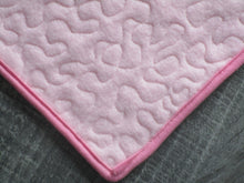 Load image into Gallery viewer, Dreamcatcher Handcrafted Personalized All Natural Pink Floral with Beige, Pink, Aqua and Grey Accents Baby Quilt