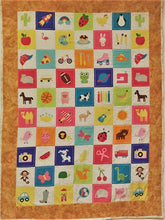 Load image into Gallery viewer, Learn and Play Handcrafted Personalized All Natural Name The 60 Objects Baby Quilt